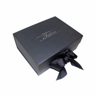 Luxury Wedding Black Paper Bracelet Packaging Card Gift Box With Ribbon