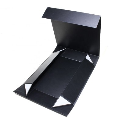 Custom Matte Black Luxury Foldable Hard Paper Magnetic Closure Gift Box